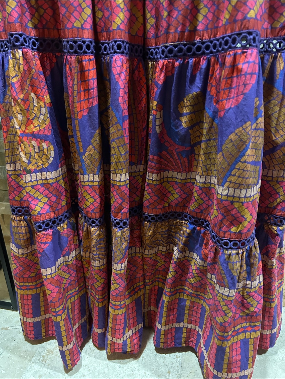 FARM RIO Blue Forest Mosaic Sleeveless Maxi Dress Small - Picture 4 of 16